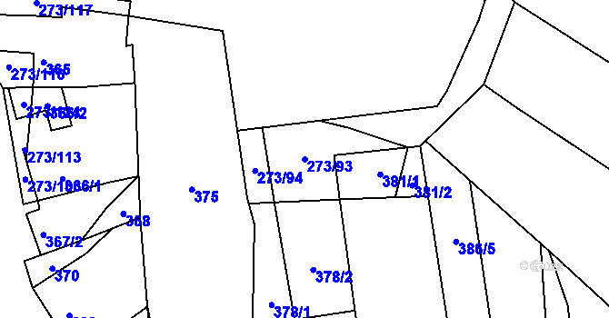 Parcela st. 273/93 v KÚ Sedlec u Mikulova, Katastrální mapa