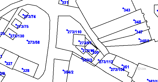 Parcela st. 273/97 v KÚ Sedlec u Mikulova, Katastrální mapa