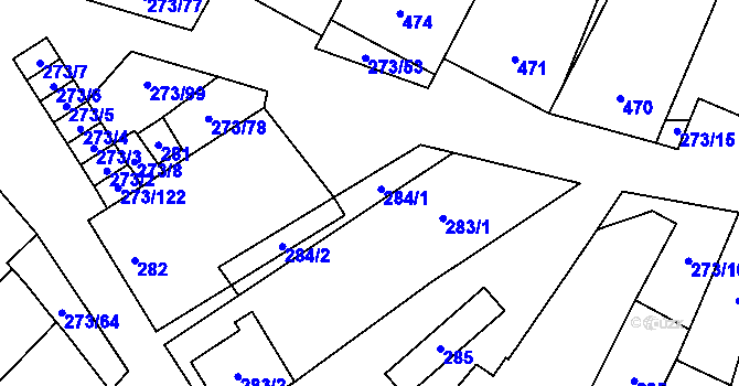 Parcela st. 284/1 v KÚ Sedlec u Mikulova, Katastrální mapa