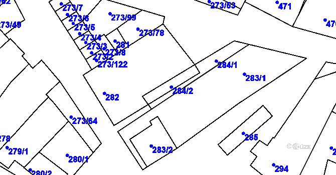 Parcela st. 284/2 v KÚ Sedlec u Mikulova, Katastrální mapa