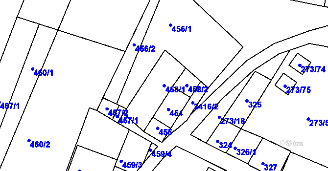 Parcela st. 458/1 v KÚ Sedlec u Mikulova, Katastrální mapa