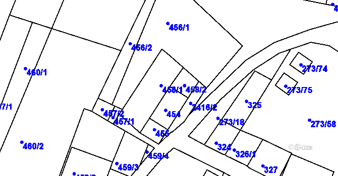 Parcela st. 458/2 v KÚ Sedlec u Mikulova, Katastrální mapa