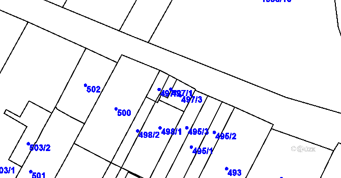 Parcela st. 497/1 v KÚ Sedlec u Mikulova, Katastrální mapa