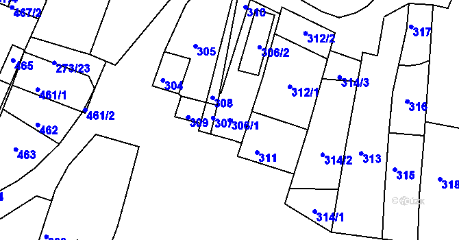 Parcela st. 306/1 v KÚ Sedlec u Mikulova, Katastrální mapa