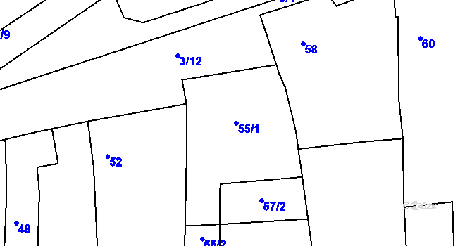 Parcela st. 55/1 v KÚ Sedlec u Mikulova, Katastrální mapa