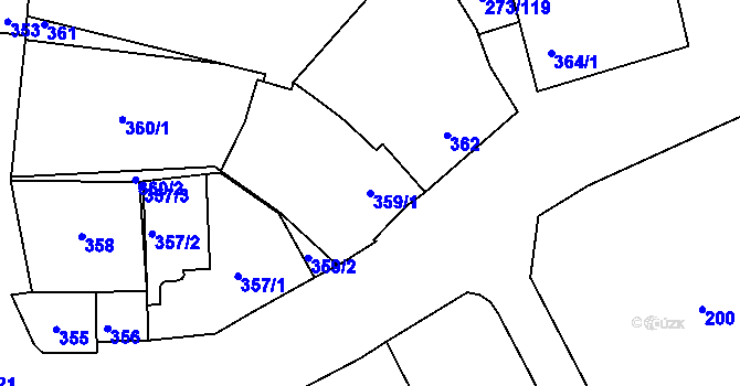 Parcela st. 359/1 v KÚ Sedlec u Mikulova, Katastrální mapa