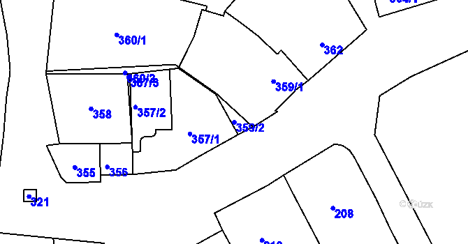 Parcela st. 359/2 v KÚ Sedlec u Mikulova, Katastrální mapa