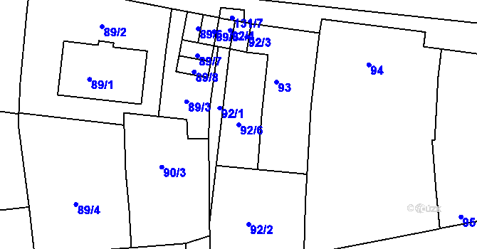 Parcela st. 92/6 v KÚ Sedlec u Mikulova, Katastrální mapa