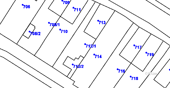 Parcela st. 712/1 v KÚ Sedlec u Mikulova, Katastrální mapa