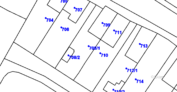 Parcela st. 708/1 v KÚ Sedlec u Mikulova, Katastrální mapa