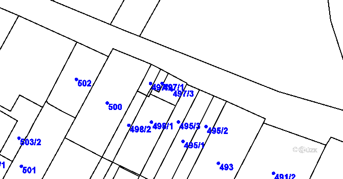 Parcela st. 497/3 v KÚ Sedlec u Mikulova, Katastrální mapa