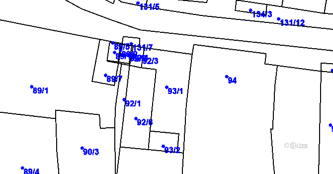 Parcela st. 93/1 v KÚ Sedlec u Mikulova, Katastrální mapa