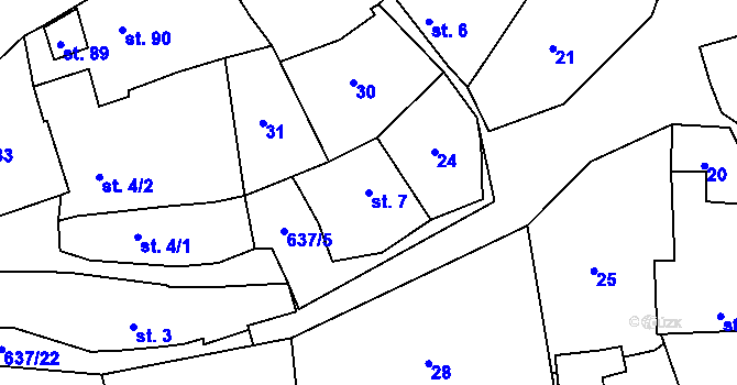 Parcela st. 7 v KÚ Sedlec u Náměště nad Oslavou, Katastrální mapa