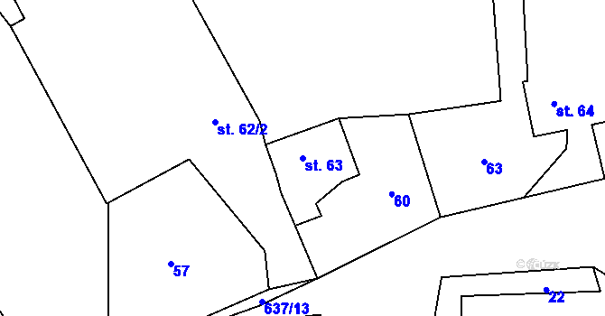 Parcela st. 63 v KÚ Sedlec u Náměště nad Oslavou, Katastrální mapa