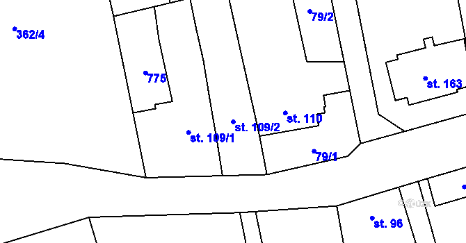 Parcela st. 109/2 v KÚ Sedlec u Náměště nad Oslavou, Katastrální mapa