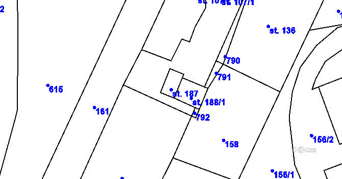 Parcela st. 187 v KÚ Sedlec u Náměště nad Oslavou, Katastrální mapa
