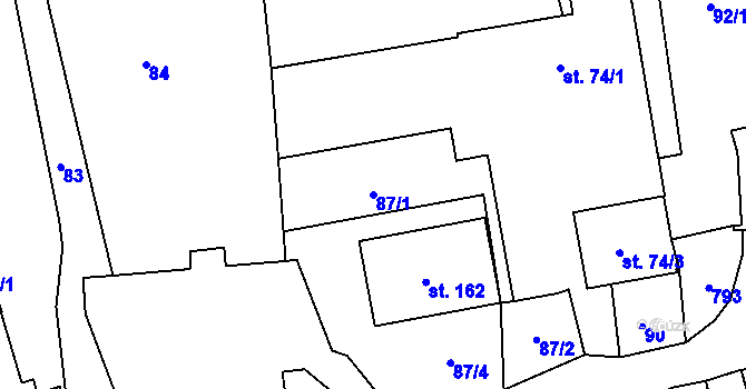 Parcela st. 87/1 v KÚ Sedlec u Náměště nad Oslavou, Katastrální mapa