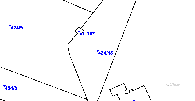 Parcela st. 424/13 v KÚ Sedlec u Náměště nad Oslavou, Katastrální mapa