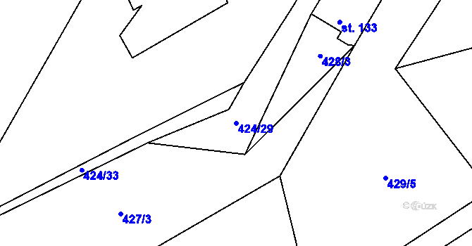 Parcela st. 424/29 v KÚ Sedlec u Náměště nad Oslavou, Katastrální mapa