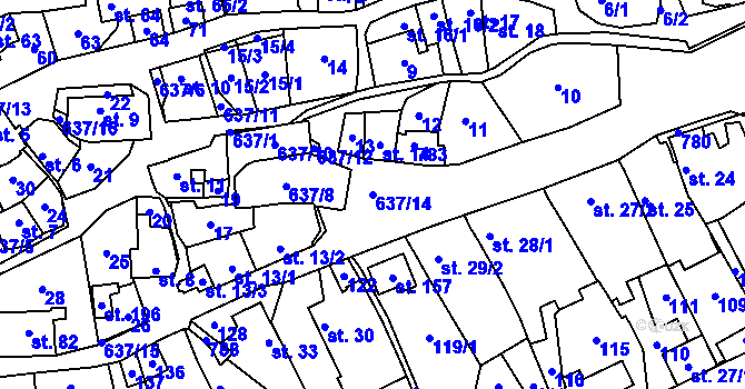 Parcela st. 637/14 v KÚ Sedlec u Náměště nad Oslavou, Katastrální mapa