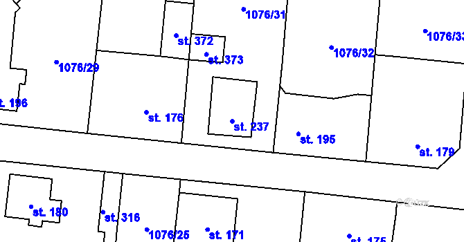 Parcela st. 237 v KÚ Prčice, Katastrální mapa