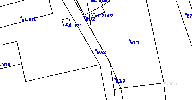 Parcela st. 60/2 v KÚ Prčice, Katastrální mapa