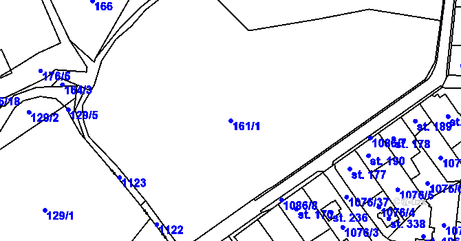 Parcela st. 161/1 v KÚ Prčice, Katastrální mapa