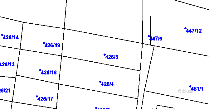 Parcela st. 426/3 v KÚ Prčice, Katastrální mapa