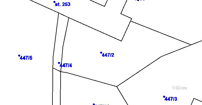 Parcela st. 447/2 v KÚ Prčice, Katastrální mapa
