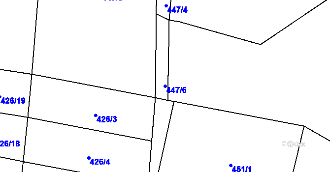 Parcela st. 447/6 v KÚ Prčice, Katastrální mapa
