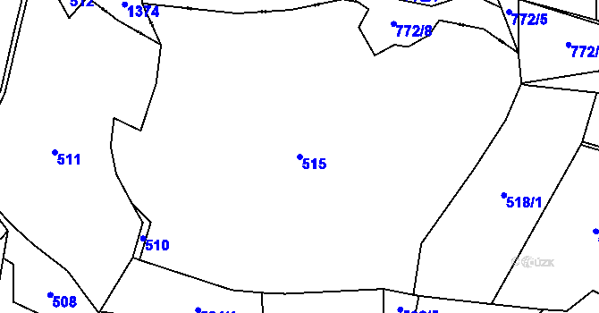 Parcela st. 515 v KÚ Prčice, Katastrální mapa
