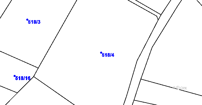 Parcela st. 518/4 v KÚ Prčice, Katastrální mapa