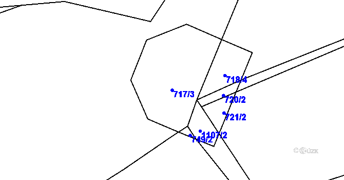 Parcela st. 717/3 v KÚ Prčice, Katastrální mapa