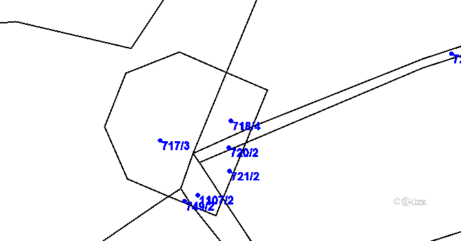 Parcela st. 718/4 v KÚ Prčice, Katastrální mapa