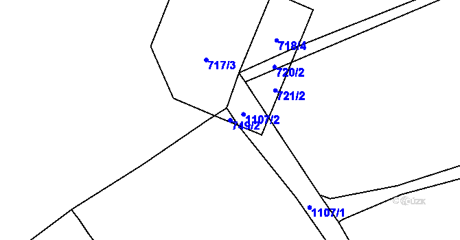 Parcela st. 749/2 v KÚ Prčice, Katastrální mapa