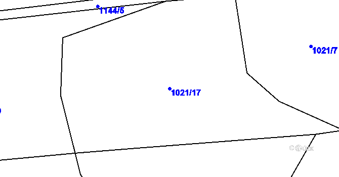Parcela st. 1021/17 v KÚ Prčice, Katastrální mapa
