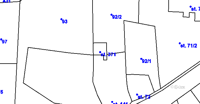 Parcela st. 371 v KÚ Prčice, Katastrální mapa