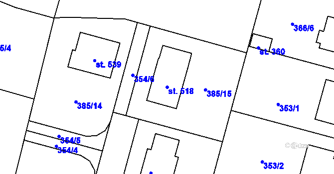 Parcela st. 518 v KÚ Sedlec u Votic, Katastrální mapa