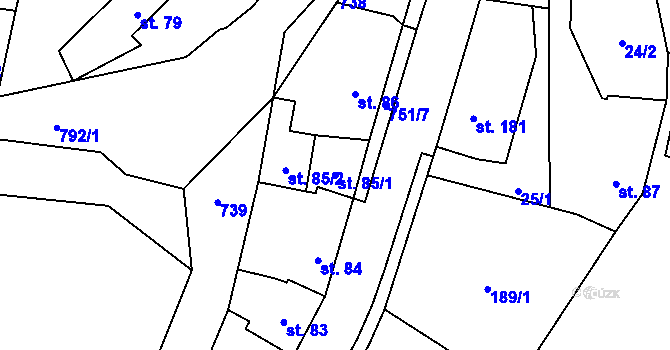 Parcela st. 85/1 v KÚ Sedlec u Votic, Katastrální mapa