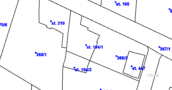 Parcela st. 194/1 v KÚ Sedlec u Votic, Katastrální mapa