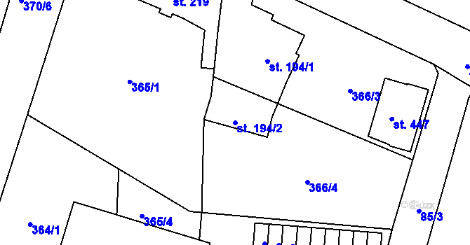 Parcela st. 194/2 v KÚ Sedlec u Votic, Katastrální mapa
