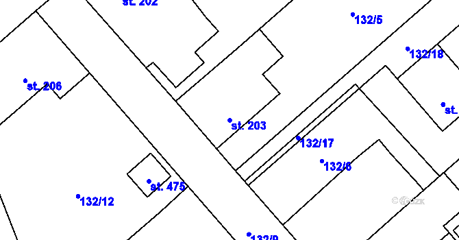 Parcela st. 203 v KÚ Sedlec u Votic, Katastrální mapa