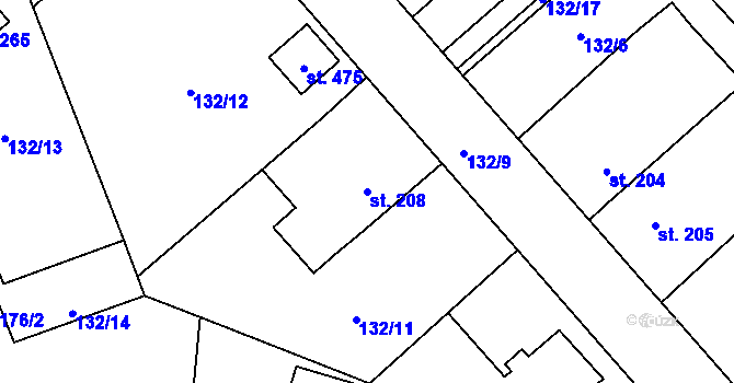 Parcela st. 208 v KÚ Sedlec u Votic, Katastrální mapa