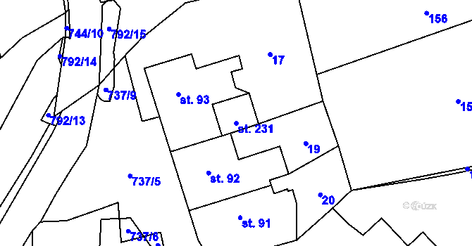 Parcela st. 231 v KÚ Sedlec u Votic, Katastrální mapa
