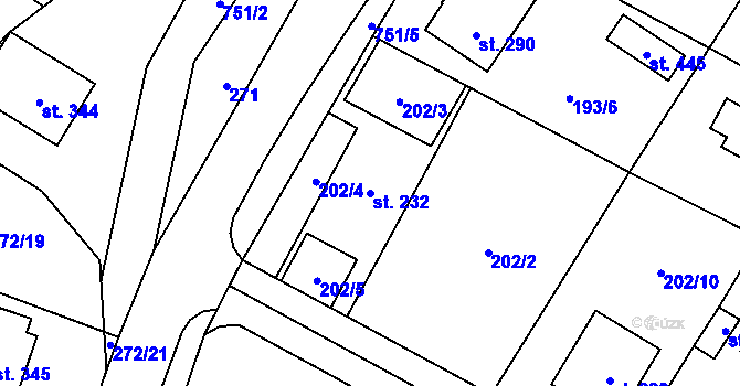 Parcela st. 232 v KÚ Sedlec u Votic, Katastrální mapa