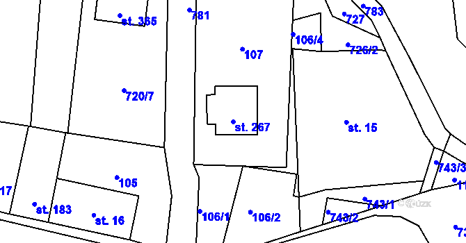 Parcela st. 267 v KÚ Sedlec u Votic, Katastrální mapa