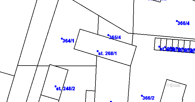Parcela st. 268/1 v KÚ Sedlec u Votic, Katastrální mapa
