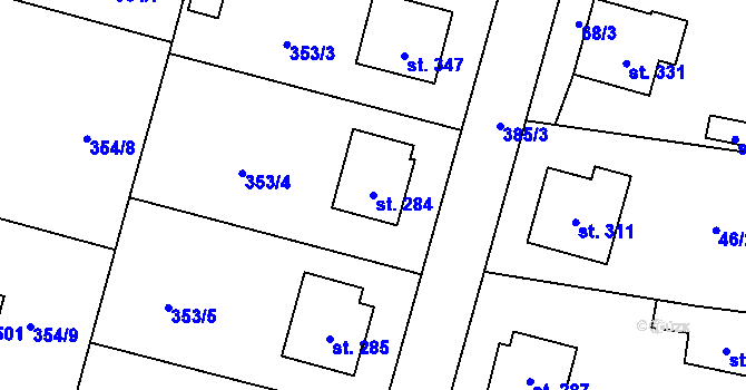 Parcela st. 284 v KÚ Sedlec u Votic, Katastrální mapa
