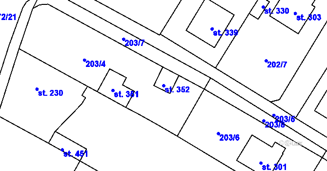 Parcela st. 352 v KÚ Sedlec u Votic, Katastrální mapa