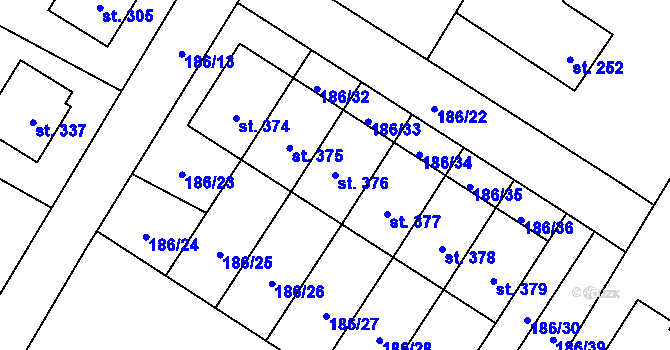 Parcela st. 376 v KÚ Sedlec u Votic, Katastrální mapa